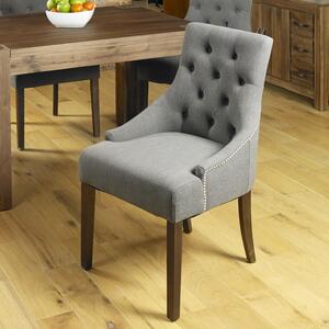 Shiro Dining Chairs in Dark Slate Grey Buttoned Upholstery - Set of 2