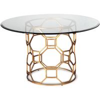 Central Round Glass Dining Table 120cm - Antique Bronze or Gold Base