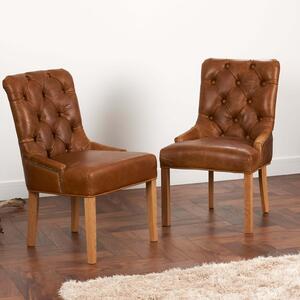Brown Cerato Leather Castello Dining Chair by The Orchard