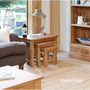 Mobel Oak Nest of 3 Coffee Tables by Baumhaus Furniture