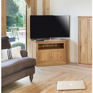 Mobel Oak Corner Television Cabinet by Baumhaus Furniture