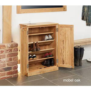Mobel Oak Shoe Cupboard by Baumhaus Furniture