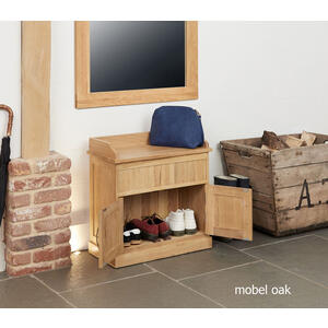 Mobel Oak Shoe Bench with Hidden Storage by Baumhaus Furniture