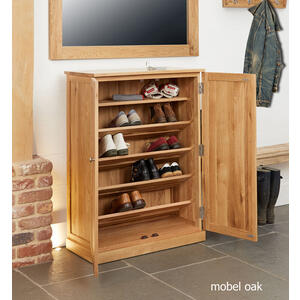 Mobel Oak Large Shoe Cupboard Contemporary