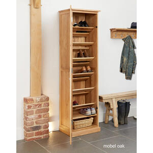 Mobel Oak Tall Shoe Cupboard by Baumhaus Furniture