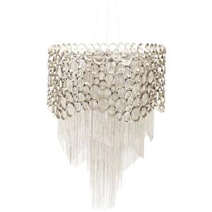 Eos Nickel Round Chandelier with Silver Chains