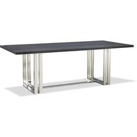 Lennox Black Top Rectangular Dining Table Polished Brass or Steel