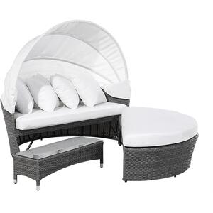 Sylt Lux Garden Rattan Daybed & Coffee Table in Grey or Dark Brown