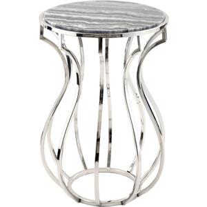 Wallasey Steel Bulb Round Lamp Table with Grey Marble Top