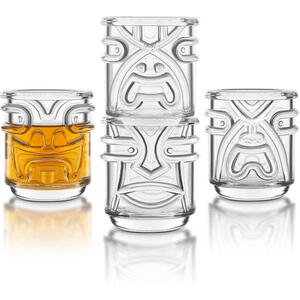 Tiki Mask Glass Tumblers - Set of 4