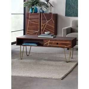 
Dark Gold Rectangular Coffee Table with Drawer  by Indian Hub
