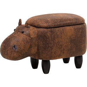Faux Leather Storage Animal Stool Brown HIPPO by Beliani