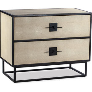 Noma 9 Beige & Black Wood Chest of 2 Drawers