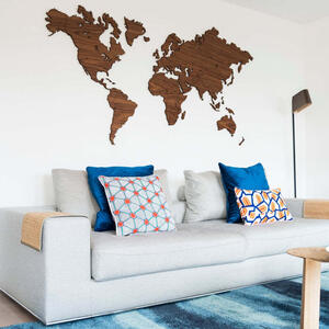 Wooden World Map Wall Art - Walnut by Red Candy