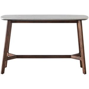 Barcelona Mid-Century Walnut Console Table with White Marble Top