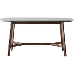 Barcelona Mid-Century Walnut Dining Table with White Marble Top in Rectangular or Round Shape