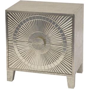 Coco Silver Embossed Metal 2 Drawer Bedside Table by The Arba Furniture Company