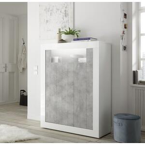 Como Two Door Highboard - White Gloss and Grey Finish