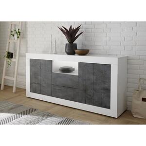 Como Two Door/Two Drawer Sideboard - White Gloss and Anthracite Finish
