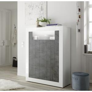 Como Two Door Highboard - White Gloss and Anthracite Finish