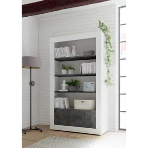Como Two Door/Four Shelf Bookcase - White Gloss and Anthracite Finish