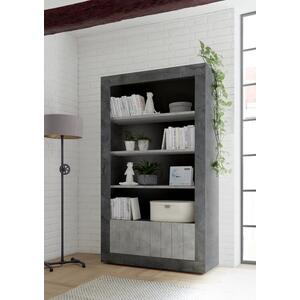 Como Two Door/Four Shelf Bookcase - Anthracite and Grey Finish