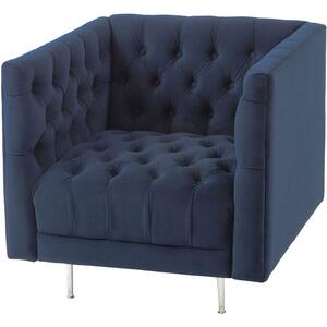 Arya Blue Velvet Button Detail Occasional Chair by The Arba Furniture Company