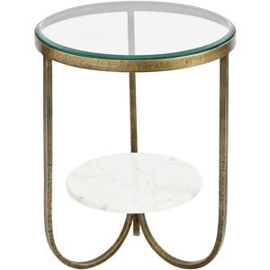 Nolita White Marble And Antique Gold Iron Side Table by The Arba Furniture Company