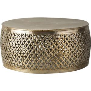 Khalasar Round Metal Light Gold Hammered Coffee Table Middle-Eastern Style