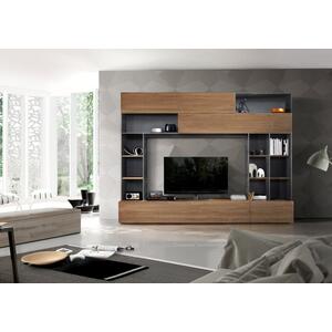 Novara TV and Wall Storage System  Anthracite Grey and Walnut  Finish by Andrew Piggott Contemporary Furniture