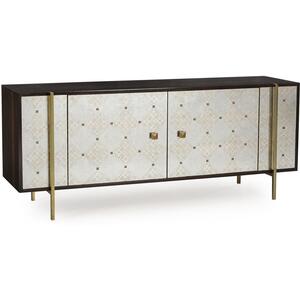 Adrian Ornate Retro Sideboard with Brass Steel Frame & Eglomise Pattern 