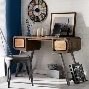 Aspen Retro Indian Reclaimed Wood & Metal Desk / Console Table