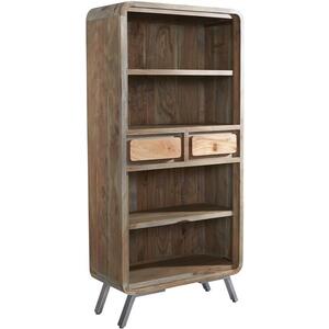 Aspen Retro Indian Wooden Large Bookcase with 2 Drawers