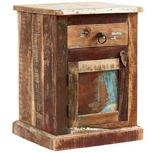 Coastal Reclaimed Bedside Table Rustic Wood with Storage