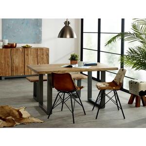 Baltic Live Edge Rectangular Dining Table 150cm x 85cm - Acacia Wood & Metal