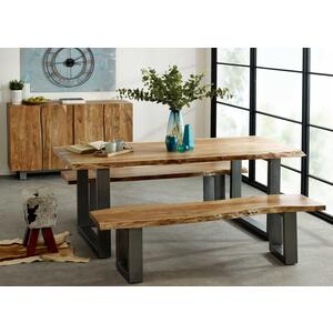 Baltic Live Edge Rectangular Dining Table 200cm x 90cm - Acacia Wood & Metal