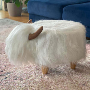 Winston the White Highland Cow Footstool by Red Candy