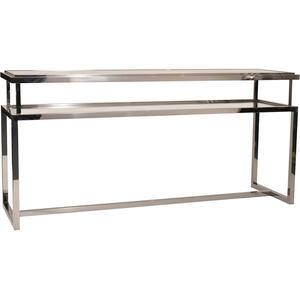 Hammersmith Stainless Steel and Glass Modern Console Table 2 Shelves