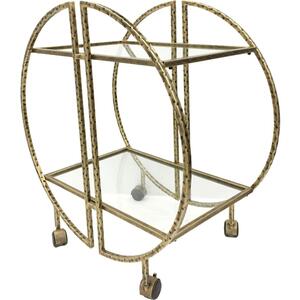 Pluto Art-Nouveau Hammered Gold Finish Drinks Trolley