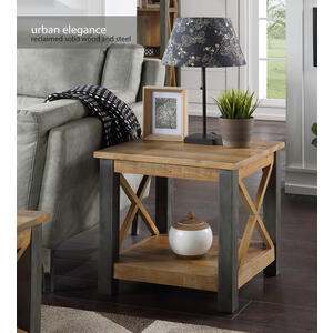 Urban Elegance Lamp Table Reclaimed Wood and Aluminium