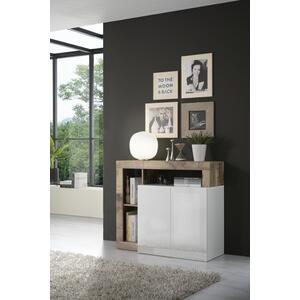 Florence Sideboard Two Doors - White Gloss and Natural Wood Finish by Andrew Piggott Contemporary Furniture
