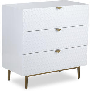 Bolero Chest Of 3 Drawers White or Grey Gloss & Brushed Gold