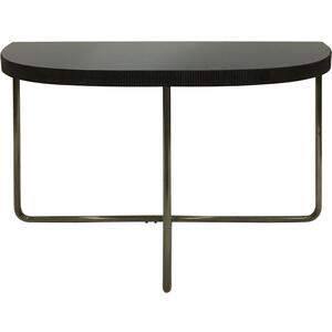 Chelsea Black Iron Half Moon Console Table with Black Tinted Glass