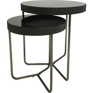 Chelsea Nest of 2 Round Side Tables with Black Tinted Glass