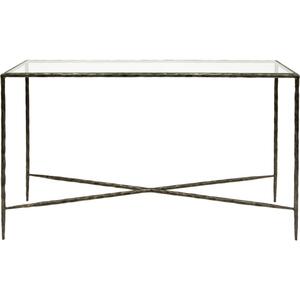 Paddington Large Console Table Dark Bronze Finish Hand Forged with Glass Top