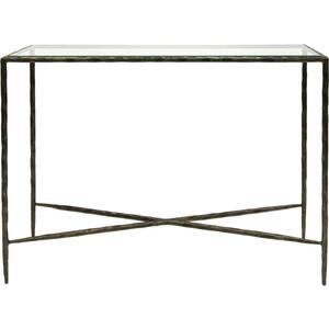 Paddington Small Console Table Dark Bronze Finish Hand Forged with Glass Top