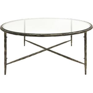 Patterdale Hand Forged Round Coffee Table Dark Bronze Finish with  Glass Top by The Arba Furniture Company