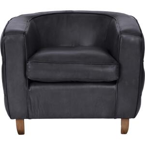 Regis Buttoned Back Chester Club Chair - Black Fumee Leather