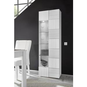 Treviso Single Door Display Cabinet - Silver Grey Finish
