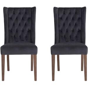 Set of 2 - Windsor Dark Grey Velvet Buttonback Dining Chairs